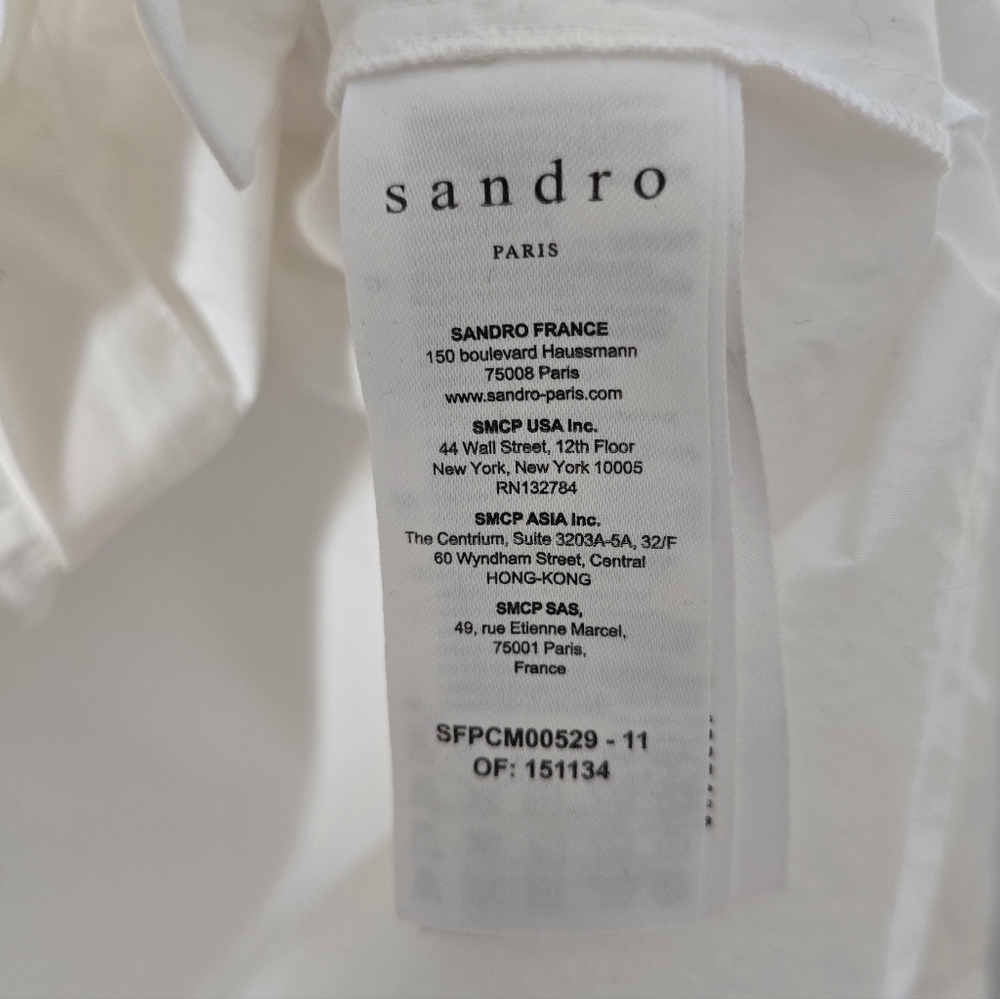 Sandro Paris White Ruffled Blouse, Size Small - Picture 6 of 8